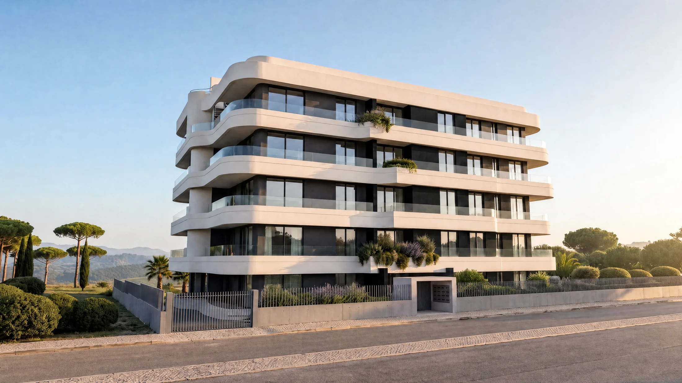 Visualização de um edifício residencial no Algarve